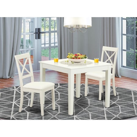 East West Furniture 3 Piece Oxford Dinette Table Set - Linen White OXBO3-LWH-LC